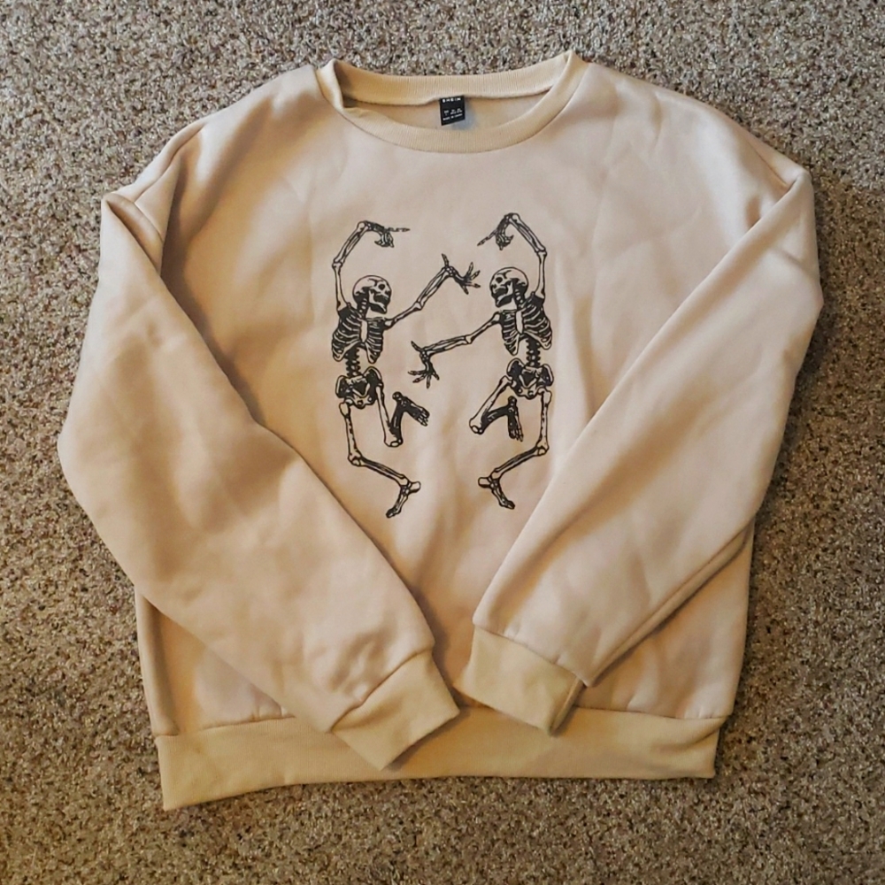 Shein skeleton print drop shoulder thermal pullover